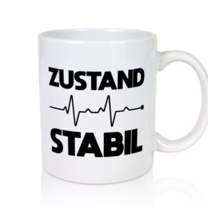 Zustand Stabil | Herzschlag | Heartbeat - Tasse Weiss - Kaffeetasse / Geschenk / Familie