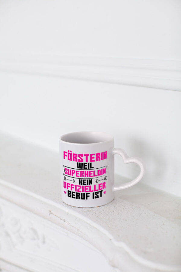 Superheldin Försterin | Forst Arbeit - Herzhenkel Tasse - Kaffeetasse / Geschenk / Familie