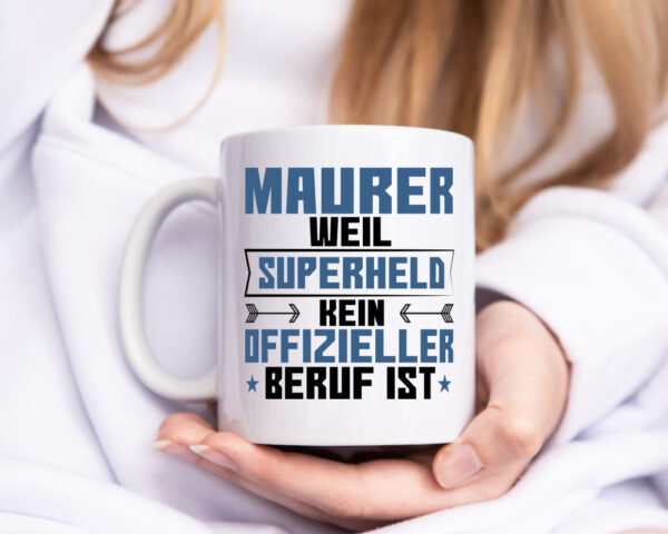 Superheld Maurer | Bau | Handwerker - Tasse Weiss - Kaffeetasse / Geschenk / Familie