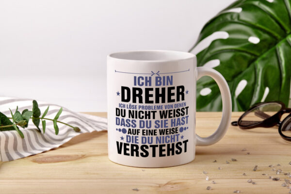 Löse Probleme: Dreher | Fräser | Dreher - Tasse Weiss - Kaffeetasse / Geschenk / Familie