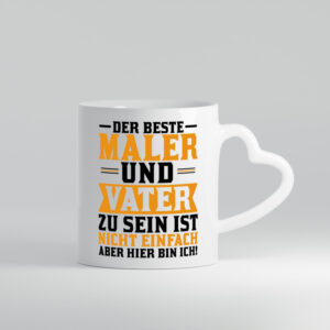 Bester Maler und Vater | Papa | Malermeister | Lackierer - Herzhenkel Tasse - Kaffeetasse / Geschenk / Familie