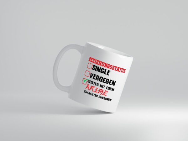 Beziehungsstatus | Single | Vergeben | Geistig mit einem - Tasse Weiss - Kaffeetasse / Geschenk / Familie