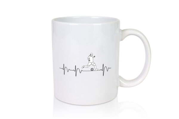 Herzschlag Fußball | Motiv Sport | Fußballverein - Tasse Weiss - Kaffeetasse / Geschenk / Familie