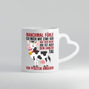 Von Pfosten umgeben | Kollege | Kollegin | Männer - Herzhenkel Tasse - Kaffeetasse / Geschenk / Familie