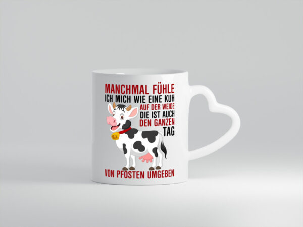 Von Pfosten umgeben | Kollege | Kollegin | Männer - Herzhenkel Tasse - Kaffeetasse / Geschenk / Familie