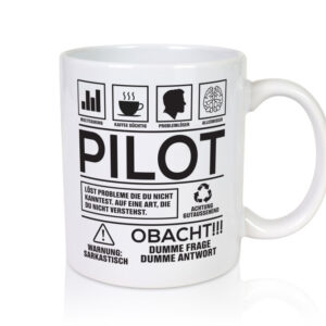 Achtung Probleme Pilot | Flugzeug | Piloten - Tasse Weiss - Kaffeetasse / Geschenk / Familie