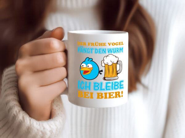 Der frühe Vogel | Biertrinker Tasse | Männer Humor - Tasse Weiss - Kaffeetasse / Geschenk / Familie