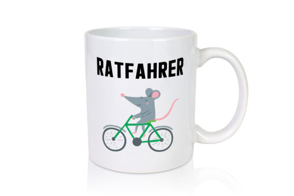 Ratfahrer Motiv | Radfahrer Tasse | Ratte | lustig - Tasse Weiss - Kaffeetasse / Geschenk / Familie