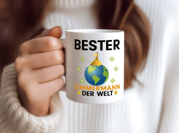 Welt Bester Zimmermann | Handwerker Holzbau - Tasse Weiss - Kaffeetasse / Geschenk / Familie