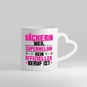 Superheldin Bäckerin | Bäckerei | Frauen | Backen - Herzhenkel Tasse - Kaffeetasse / Geschenk / Familie