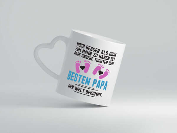 Bester Papa | Vaterschaft Tasse | Schwangerschaft - Herzhenkel Tasse - Kaffeetasse / Geschenk / Familie