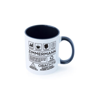 Achtung Probleme Zimmermann | Handwerker Holzbau Farbige Tasse - Kaffeetasse / Geschenk / Familie