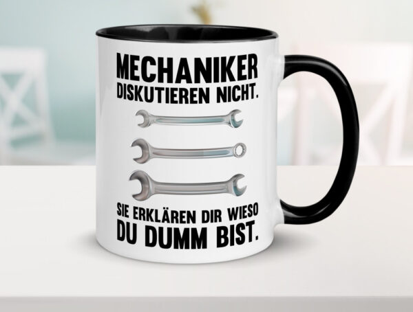 Mechaniker Diskutieren nicht sie erklären nur wieso Farbige Tasse - Kaffeetasse / Geschenk / Familie