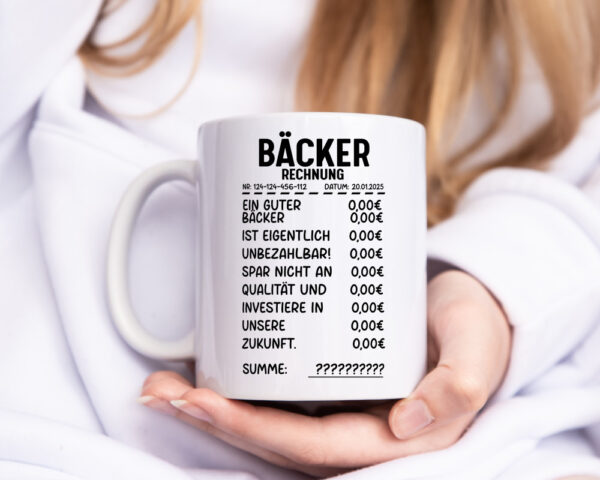 Bäcker Rechnung | Bäckerrei | Verdammt guter Bäcker - Tasse Weiss - Kaffeetasse / Geschenk / Familie