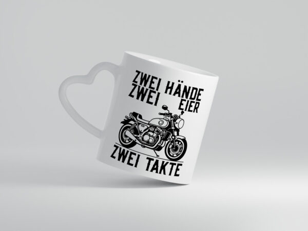 Zwei Hände | Zweitaktmotor | Motorrad | Moped | Biker - Herzhenkel Tasse - Kaffeetasse / Geschenk / Familie