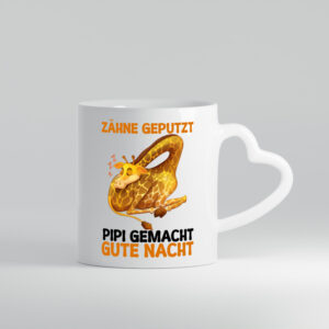 Zähne geputzt pipi gemacht Gute nacht | Giraffe - Herzhenkel Tasse - Kaffeetasse / Geschenk / Familie