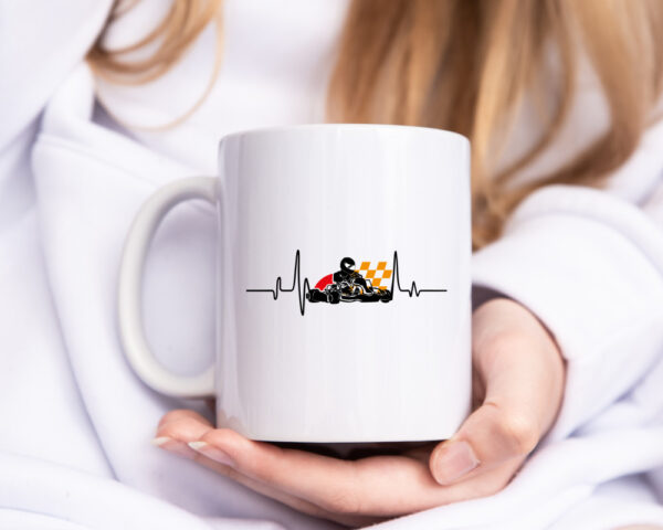 Go Kart Herzschlag | Kartsport Fan | Fahrer | Motor - Tasse Weiss - Kaffeetasse / Geschenk / Familie