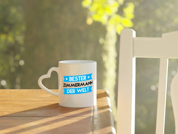 Bester Zimmermann | Handwerker Holzbau - Herzhenkel Tasse - Kaffeetasse / Geschenk / Familie