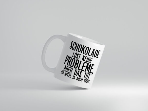 Schokolade löst keine Probleme | Naschkatze | Schokofan - Tasse Weiss - Kaffeetasse / Geschenk / Familie