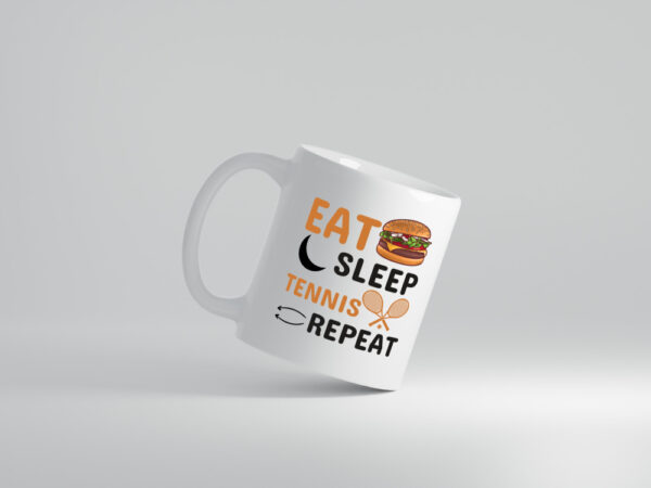 Eat Sleep Tennis Repeat | Tennisspieler Tasse | Sport - Tasse Weiss - Kaffeetasse / Geschenk / Familie
