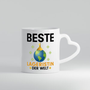 Welt Beste Lageristin | Beruf | Lager Arbeiterin - Herzhenkel Tasse - Kaffeetasse / Geschenk / Familie