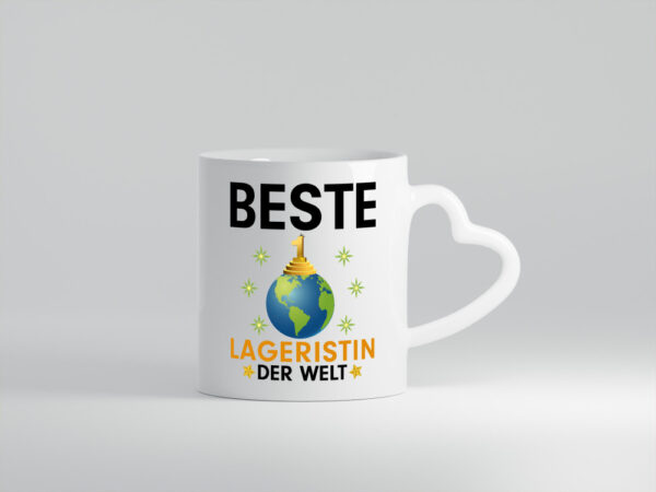 Welt Beste Lageristin | Beruf | Lager Arbeiterin - Herzhenkel Tasse - Kaffeetasse / Geschenk / Familie