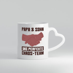 Papa & Sohn | Spruchtasse | Chaos-Team | Vatertag - Herzhenkel Tasse - Kaffeetasse / Geschenk / Familie