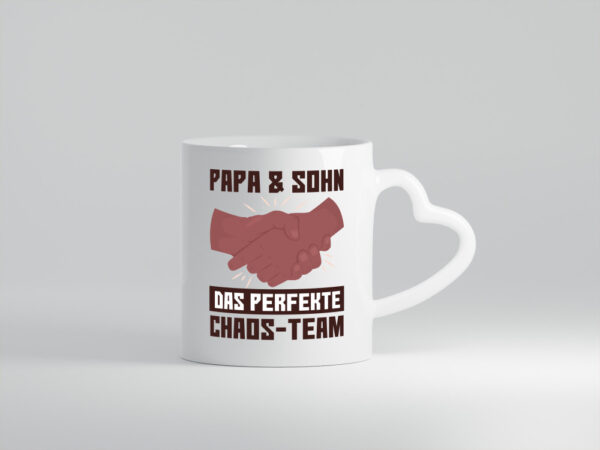 Papa & Sohn | Spruchtasse | Chaos-Team | Vatertag - Herzhenkel Tasse - Kaffeetasse / Geschenk / Familie