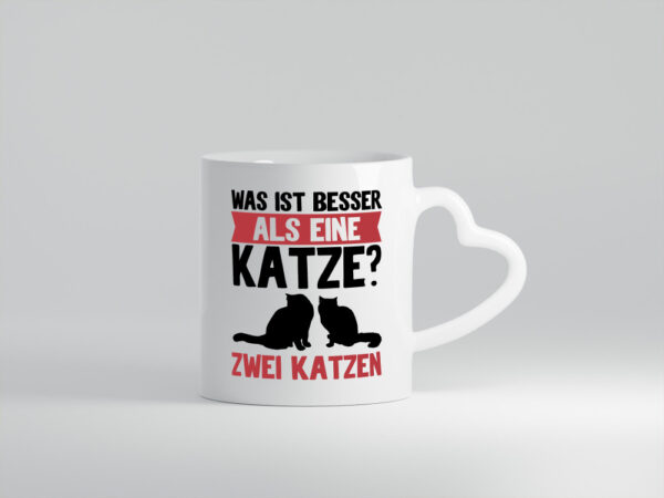 Zwei Katzen - Herzhenkel Tasse - Kaffeetasse / Geschenk / Familie