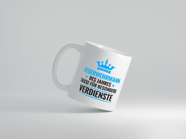 Besonderer Verdienst: Feuerwehrmann | Feuerwehr - Tasse Weiss - Kaffeetasse / Geschenk / Familie