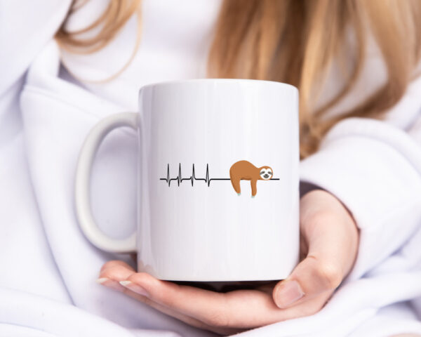 Herzschlag Faultier | Faulheit | Morgenmuffel | faul - Tasse Weiss - Kaffeetasse / Geschenk / Familie