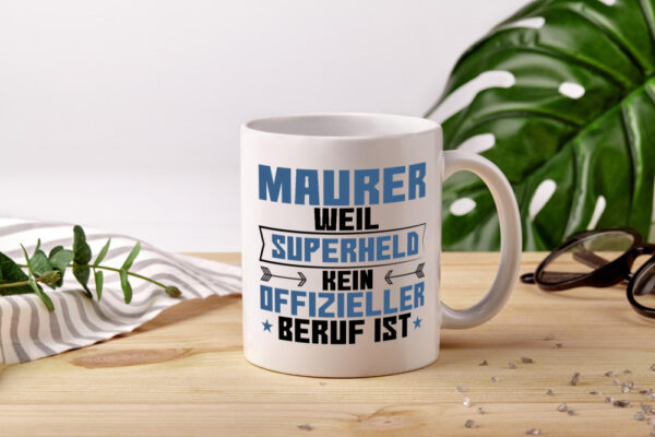 Superheld Maurer | Bau | Handwerker - Tasse Weiss - Kaffeetasse / Geschenk / Familie