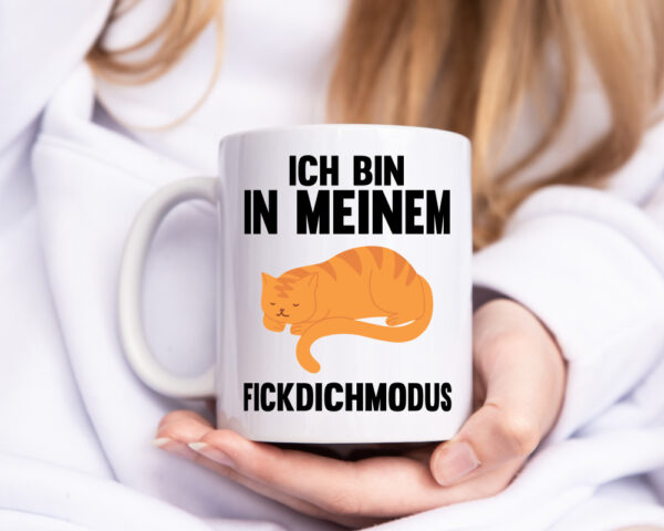 Ich bin in meinem Modus | Faule Katze | Chillen - Tasse Weiss - Kaffeetasse / Geschenk / Familie