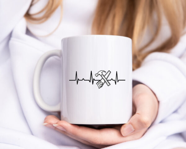 Werkzeug Herzschlag | Handwerker | DIY | Motiv - Tasse Weiss - Kaffeetasse / Geschenk / Familie