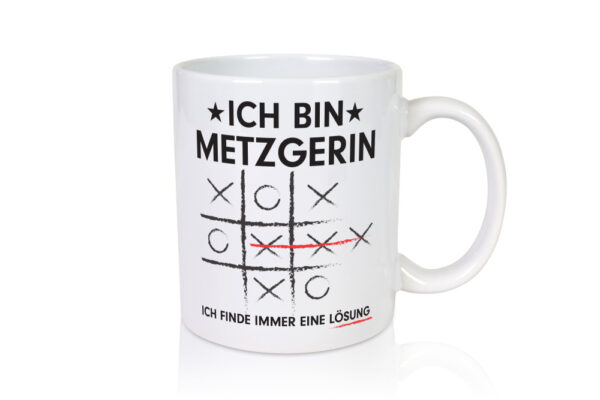 Löse Probleme: Metzgerin | Fleischerin - Tasse Weiss - Kaffeetasse / Geschenk / Familie