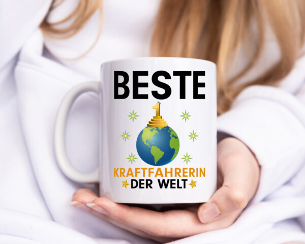 Welt Beste Kraftfahrerin | Lastwagen | LKW Fahrerin - Tasse Weiss - Kaffeetasse / Geschenk / Familie