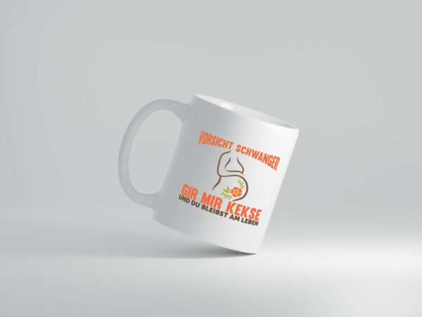 Vorsicht schwanger | Spruchtasse | Kekse | Statement - Tasse Weiss - Kaffeetasse / Geschenk / Familie