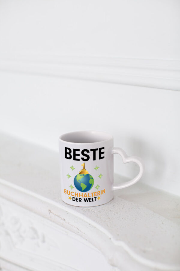 Welt Beste Buchhalterin | Buchhaltung Humor - Herzhenkel Tasse - Kaffeetasse / Geschenk / Familie