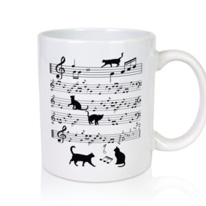 Musik Note mit Katzen | Musik | katze | Singen - Tasse Weiss - Kaffeetasse / Geschenk / Familie