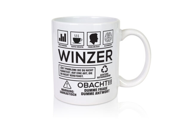 Achtung Probleme Winzer | Weinbauer | Wein - Tasse Weiss - Kaffeetasse / Geschenk / Familie