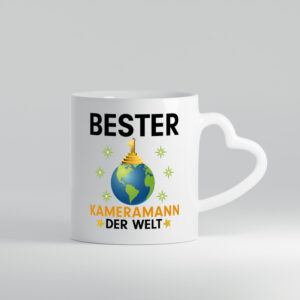 Welt Bester Kameramann | Kamera - Herzhenkel Tasse - Kaffeetasse / Geschenk / Familie