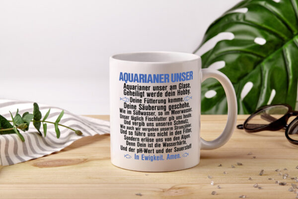 Aquarianer Unser | Aquarium Tasse | Fische Gebet | Witz - Tasse Weiss - Kaffeetasse / Geschenk / Familie
