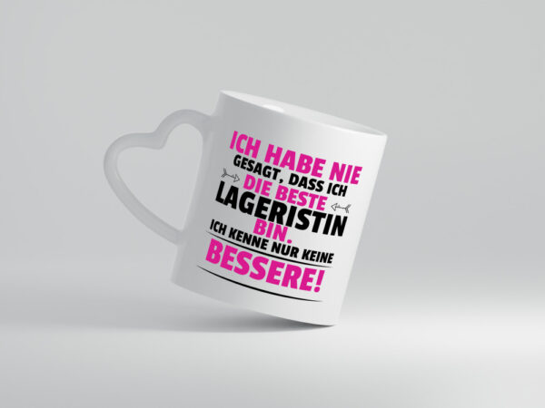 Die Beste Lageristin | Beruf | Lager Arbeiterin - Herzhenkel Tasse - Kaffeetasse / Geschenk / Familie