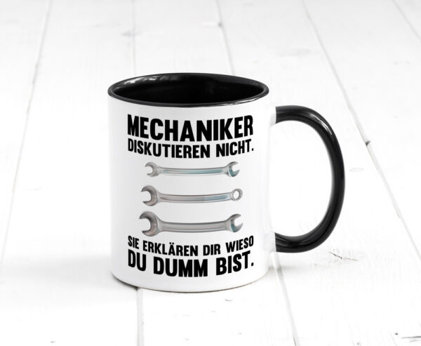 Mechaniker Diskutieren nicht sie erklären nur wieso Farbige Tasse - Kaffeetasse / Geschenk / Familie