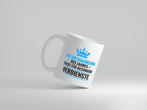 Besonderer Verdienst: KFZ-Mechanikerin | Mechaniker | KFZ - Tasse Weiss - Kaffeetasse / Geschenk / Familie