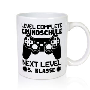 Level complete | 5. Klasse | Gaming | Grundschule - Tasse Weiss - Kaffeetasse / Geschenk / Familie