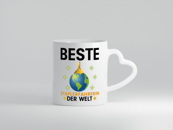 Welt Beste Staplerfahrerin | Gabelstapler - Herzhenkel Tasse - Kaffeetasse / Geschenk / Familie