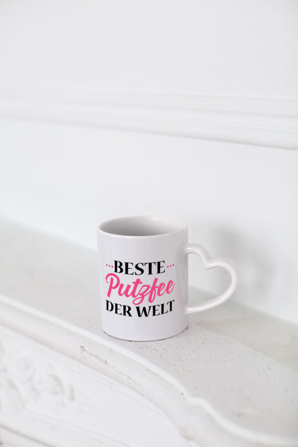 Beste Putzfee | Reinigungskraft Tasse | Putzkraft - Herzhenkel Tasse - Kaffeetasse / Geschenk / Familie