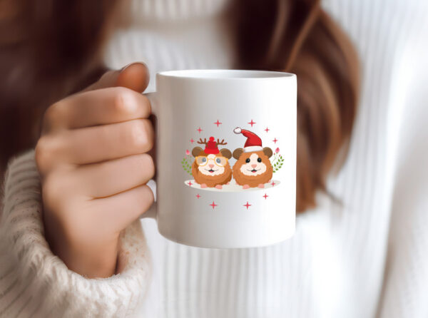 Weihnachtsmotiv | Weihnachten Meerschweinchen | Fest - Tasse Weiss - Kaffeetasse / Geschenk / Familie