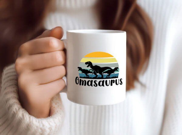 Omasaurus | Muttertag | Dinosaurier - Tasse Weiss - Kaffeetasse / Geschenk / Familie